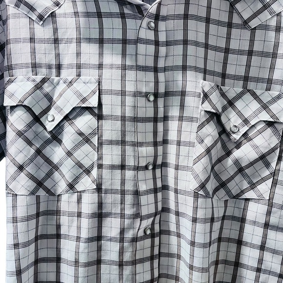 Tem Tex Vintage Pearl Snap Short Sleeve Plaid Western Shirt Size 15.5 Men's - Picture 3 of 6